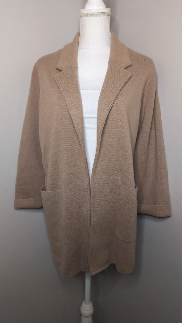 NWT J.Crew Sophie Camel Open-Front Sweater Blazer Large